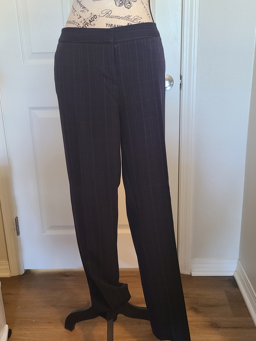 Amanda & Chelsea Black Pinstripe Wide-Leg Dress Pants